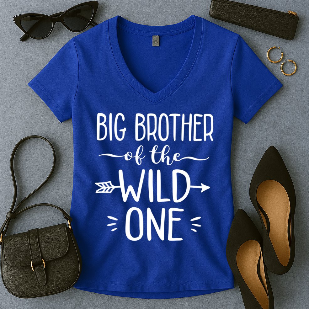 Big Brother Of The Wild One Funny 1st Birthday Safari Gift Women's V-Neck T-Shirt