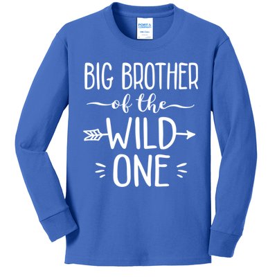 Big Brother Of The Wild One Funny 1st Birthday Safari Gift Kids Long Sleeve Shirt