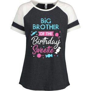 Big Brother Of The Birthday Sweetie Candy Bday Party Bro Enza Ladies Jersey Colorblock Tee