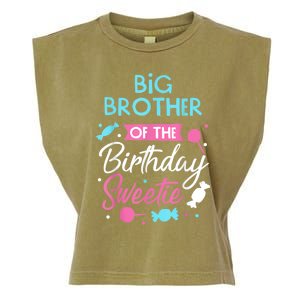 Big Brother Of The Birthday Sweetie Candy Bday Party Bro Garment-Dyed Women's Muscle Tee