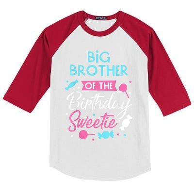 Big Brother Of The Birthday Sweetie Candy Bday Party Bro Kids Colorblock Raglan Jersey