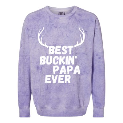 Best Buckin Papa Ever Antlers Funny Hunting Tee For Guys Gift Colorblast Crewneck Sweatshirt