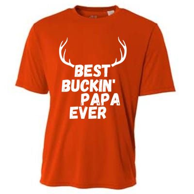 Best Buckin Papa Ever Antlers Funny Hunting Tee For Guys Gift Cooling Performance Crew T-Shirt