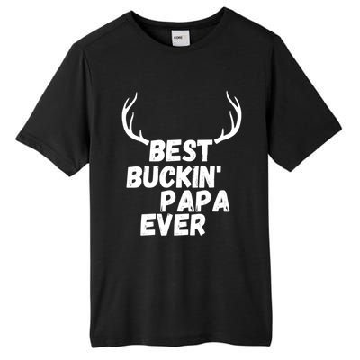 Best Buckin Papa Ever Antlers Funny Hunting Tee For Guys Gift Tall Fusion ChromaSoft Performance T-Shirt