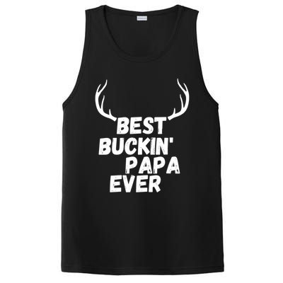 Best Buckin Papa Ever Antlers Funny Hunting Tee For Guys Gift PosiCharge Competitor Tank