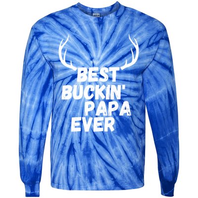 Best Buckin Papa Ever Antlers Funny Hunting Tee For Guys Gift Tie-Dye Long Sleeve Shirt