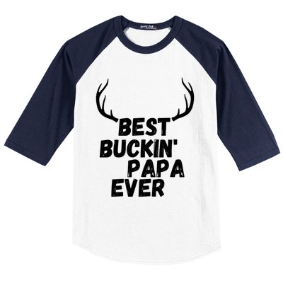 Best Buckin Papa Ever Antlers Funny Hunting Tee For Guys Gift Baseball Sleeve Shirt