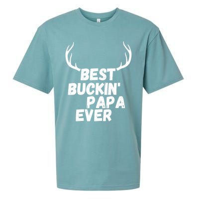 Best Buckin Papa Ever Antlers Funny Hunting Tee For Guys Gift Sueded Cloud Jersey T-Shirt