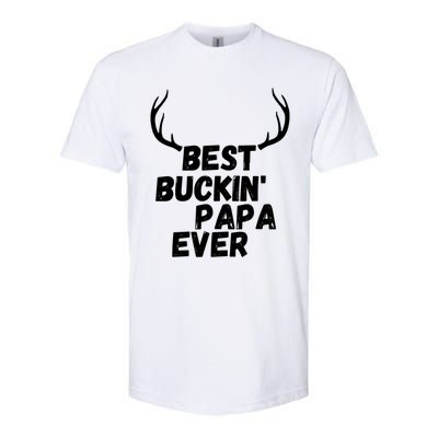 Best Buckin Papa Ever Antlers Funny Hunting Tee For Guys Gift Softstyle CVC T-Shirt