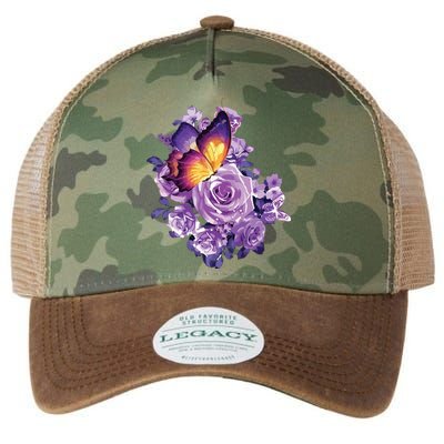 Beautiful Butterfly Purple Rose Butterfly Lovers Legacy Tie Dye Trucker Hat