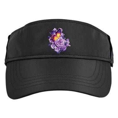 Beautiful Butterfly Purple Rose Butterfly Lovers Adult Drive Performance Visor