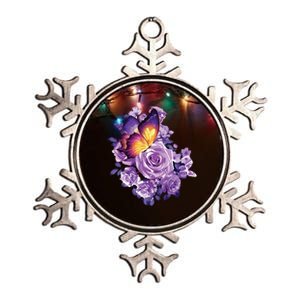 Beautiful Butterfly Purple Rose Butterfly Lovers Metallic Star Ornament