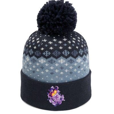 Beautiful Butterfly Purple Rose Butterfly Lovers The Baniff Cuffed Pom Beanie