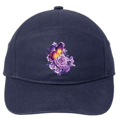 Beautiful Butterfly Purple Rose Butterfly Lovers 7-Panel Snapback Hat