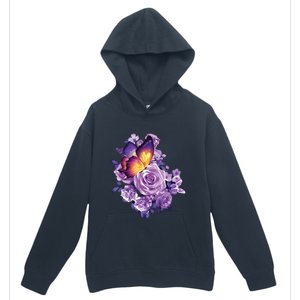 Beautiful Butterfly Purple Rose Butterfly Lovers Urban Pullover Hoodie