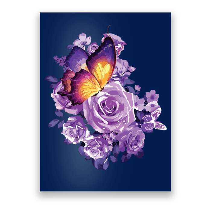 Beautiful Butterfly Purple Rose Butterfly Lovers Poster