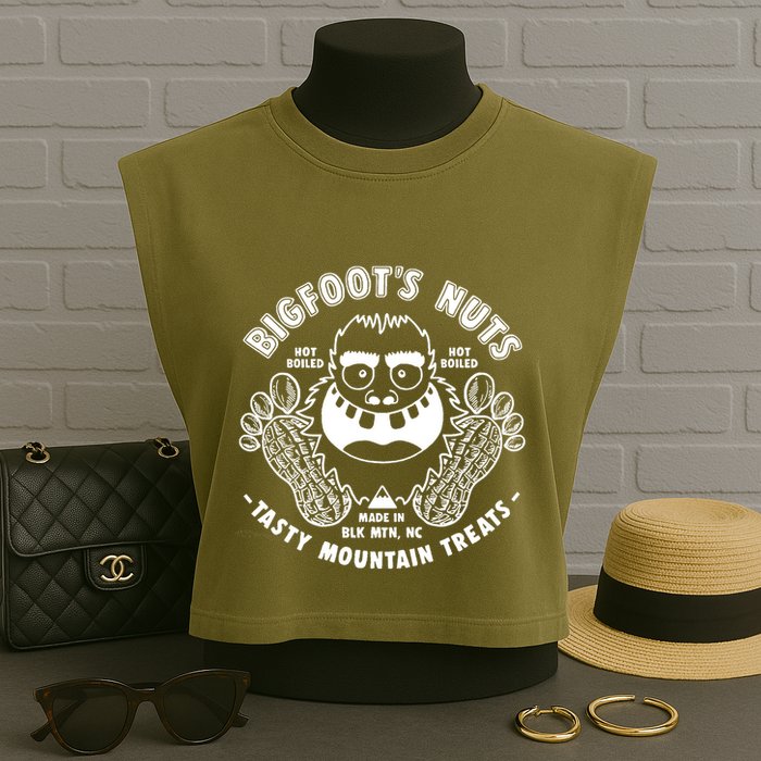 Bigfoot Boiled Peanuts Funny Sasquatch Garment-Dyed Women's Muscle Tee