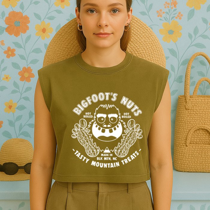 Bigfoot Boiled Peanuts Funny Sasquatch Garment-Dyed Women's Muscle Tee