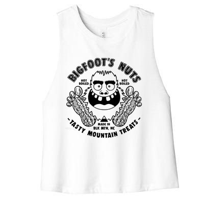 Bigfoot Boiled Peanuts Funny Sasquatch Women's Racerback Cropped Tank