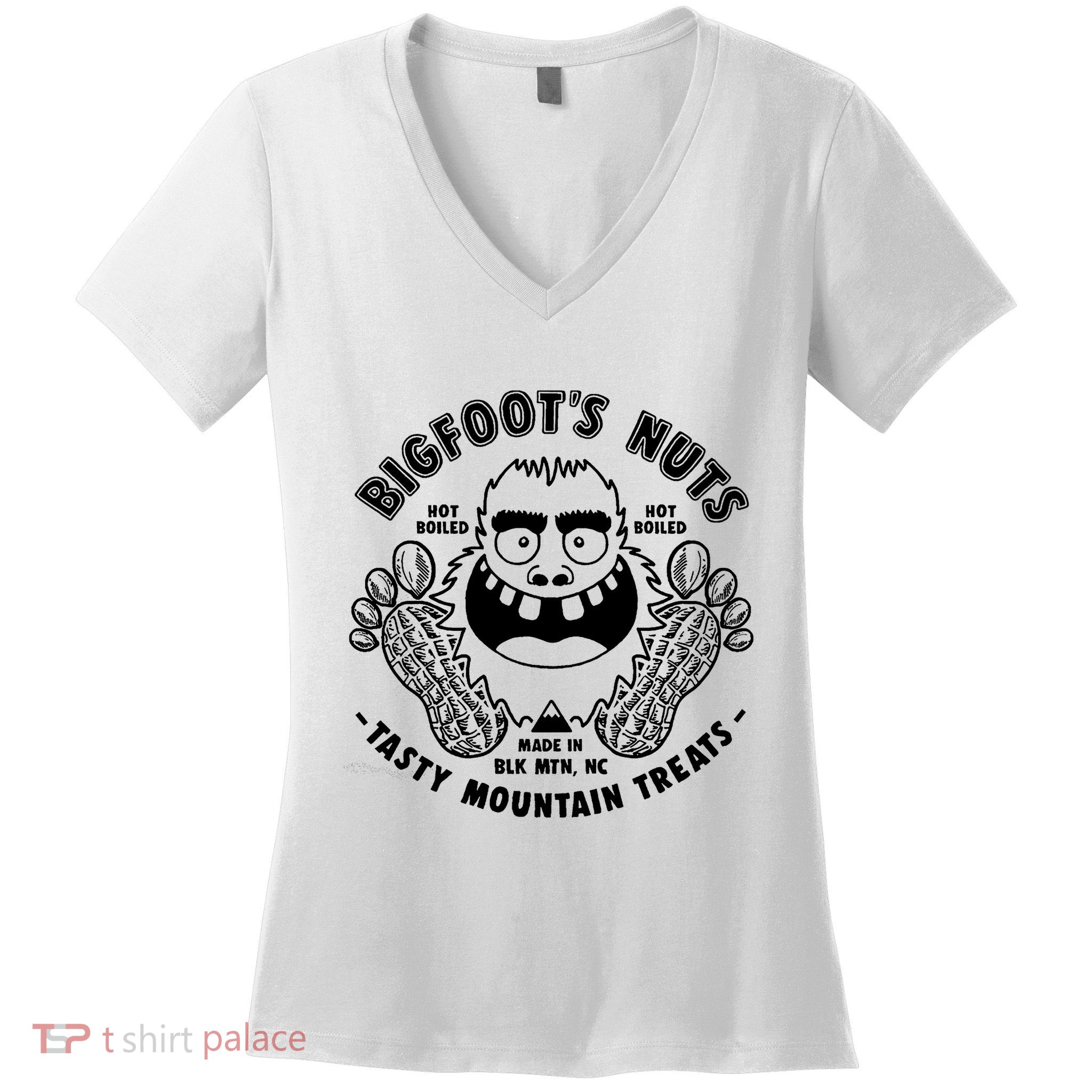 Bigfoot Boiled Peanuts Funny Sasquatch Women's V-Neck T-Shirt