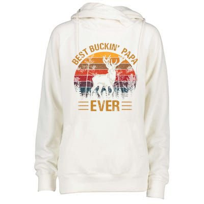 Best Buckin Papa Ever Deer Hunters Bucking Fathers Day Cute Gift Womens Funnel Neck Pullover Hood