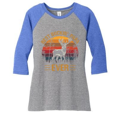 Best Buckin Papa Ever Deer Hunters Bucking Fathers Day Cute Gift Women's Tri-Blend 3/4-Sleeve Raglan Shirt