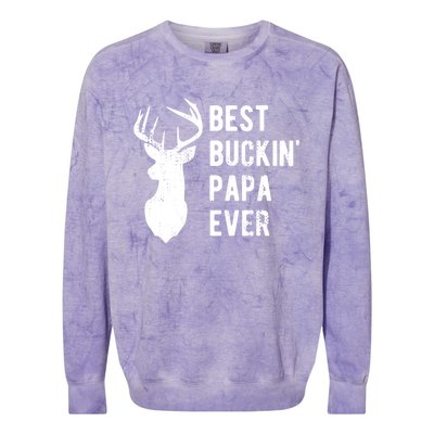 Best Buckin Papa Ever Funny Deer Hunter Gift Colorblast Crewneck Sweatshirt