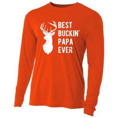 Best Buckin Papa Ever Funny Deer Hunter Gift Cooling Performance Long Sleeve Crew