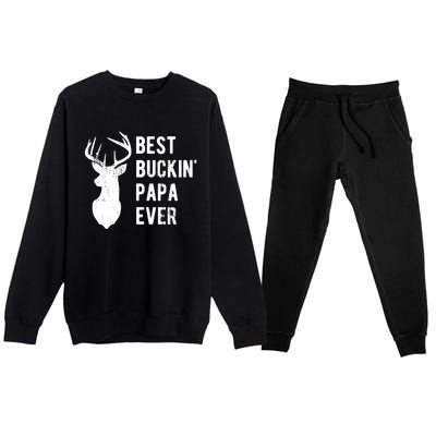 Best Buckin Papa Ever Funny Deer Hunter Gift Premium Crewneck Sweatsuit Set