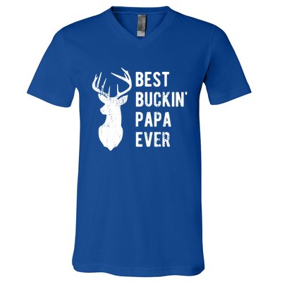 Best Buckin Papa Ever Funny Deer Hunter Gift V-Neck T-Shirt