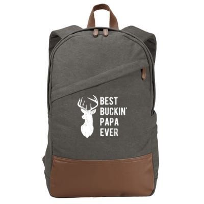 Best Buckin Papa Ever Funny Deer Hunter Gift Cotton Canvas Backpack