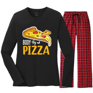 Body By Pizza Graphic Plus Size Shirt For Girl Boy Women's Long Sleeve Flannel Pajama Set 