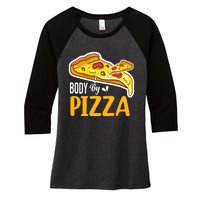 Body By Pizza Graphic Plus Size Shirt For Girl Boy Women's Tri-Blend 3/4-Sleeve Raglan Shirt