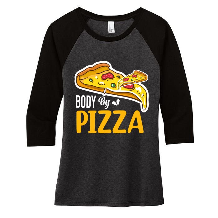 Body By Pizza Graphic Plus Size Shirt For Girl Boy Women's Tri-Blend 3/4-Sleeve Raglan Shirt