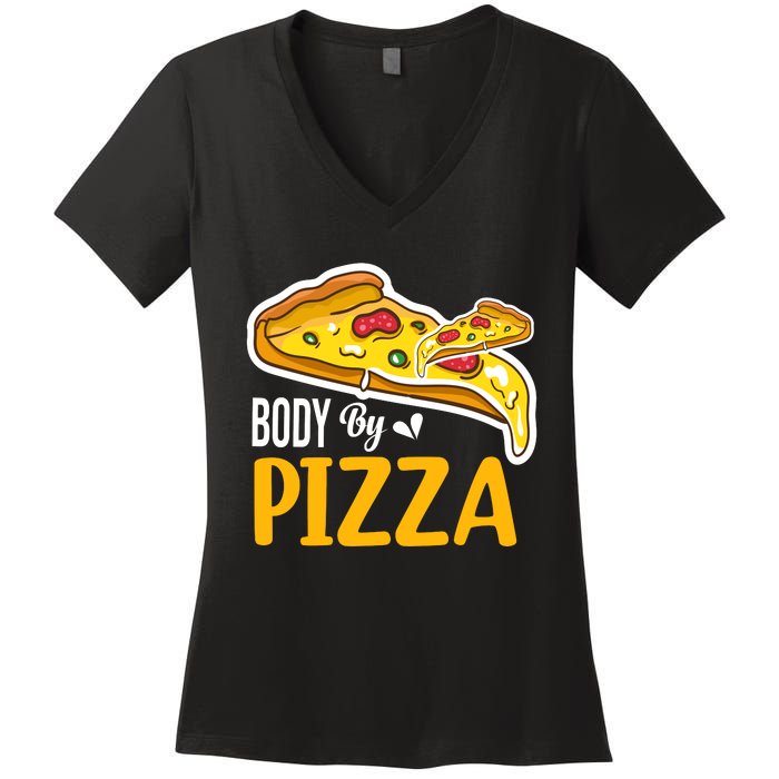 Body By Pizza Graphic Plus Size Shirt For Girl Boy Women's V-Neck T-Shirt