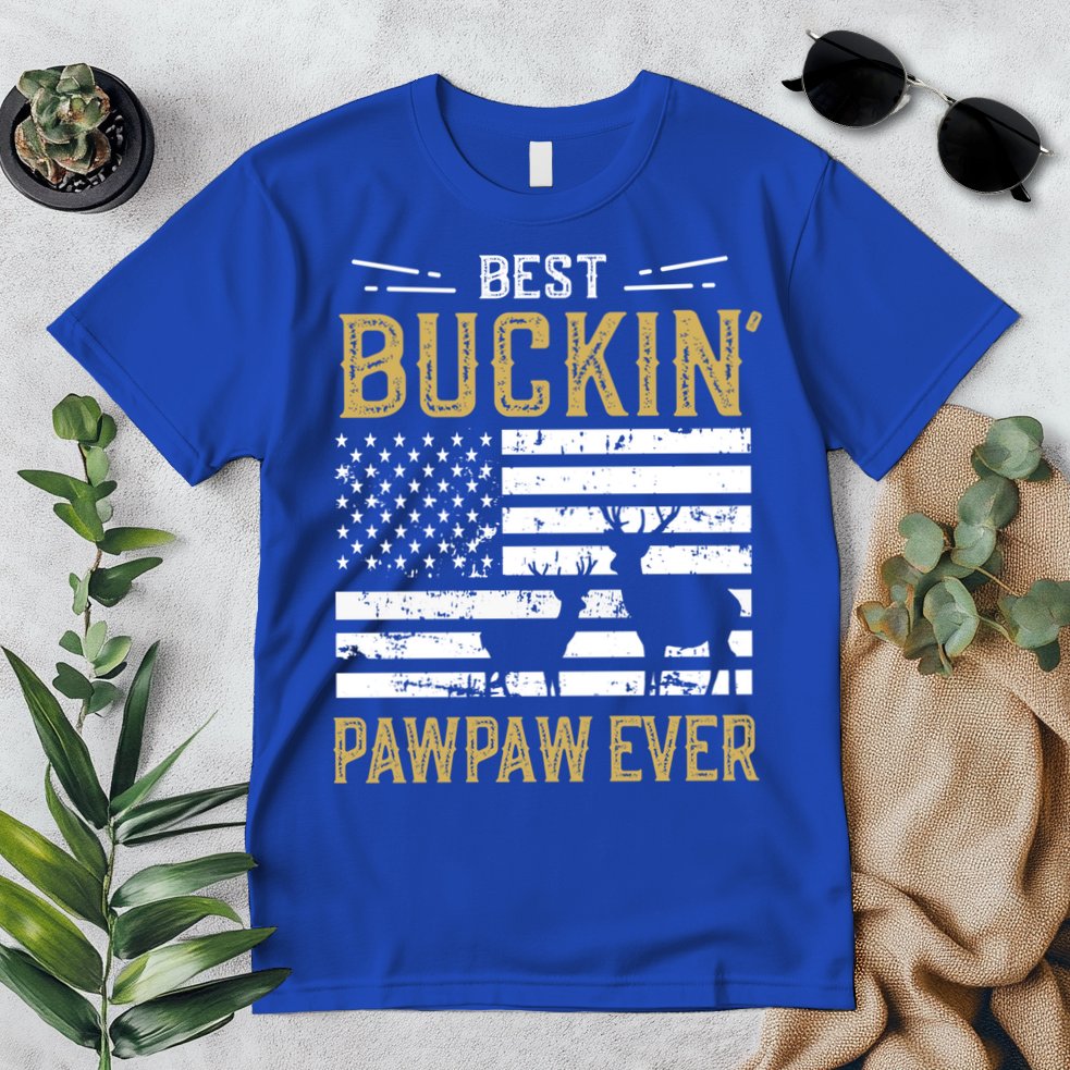 Best Buckin Pawpaw Ever Funny Gift Deer Hunter Cool Hunting Gift Premium T-Shirt