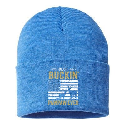 Best Buckin Pawpaw Ever Funny Gift Deer Hunter Cool Hunting Gift Sustainable Knit Beanie