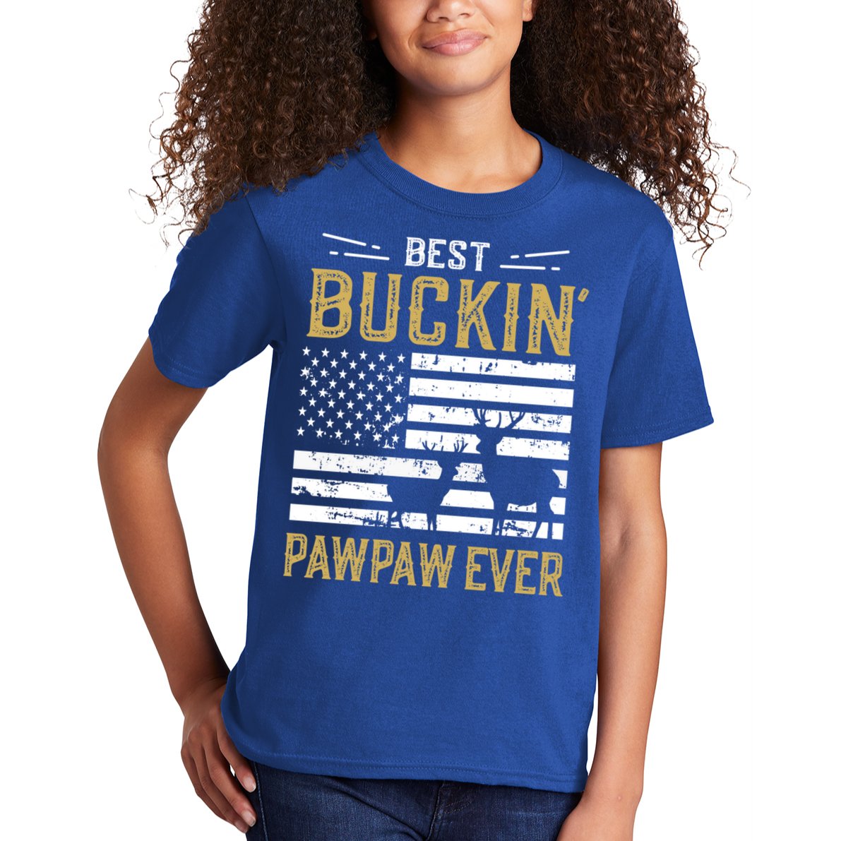 Best Buckin Pawpaw Ever Funny Gift Deer Hunter Cool Hunting Gift Kids T-Shirt