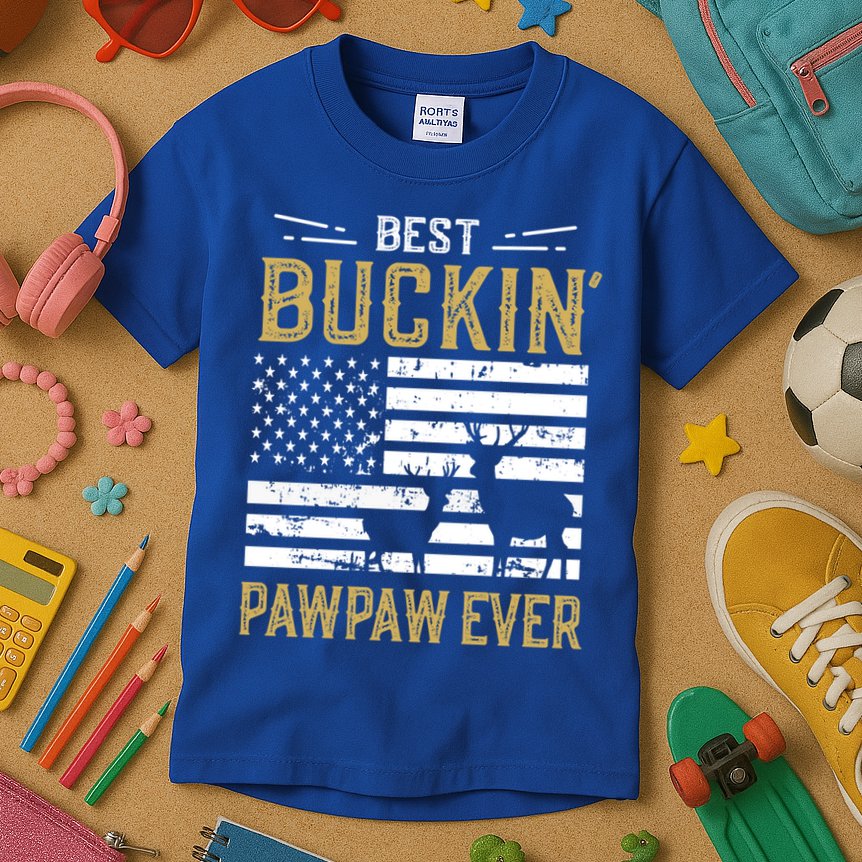 Best Buckin Pawpaw Ever Funny Gift Deer Hunter Cool Hunting Gift Kids T-Shirt