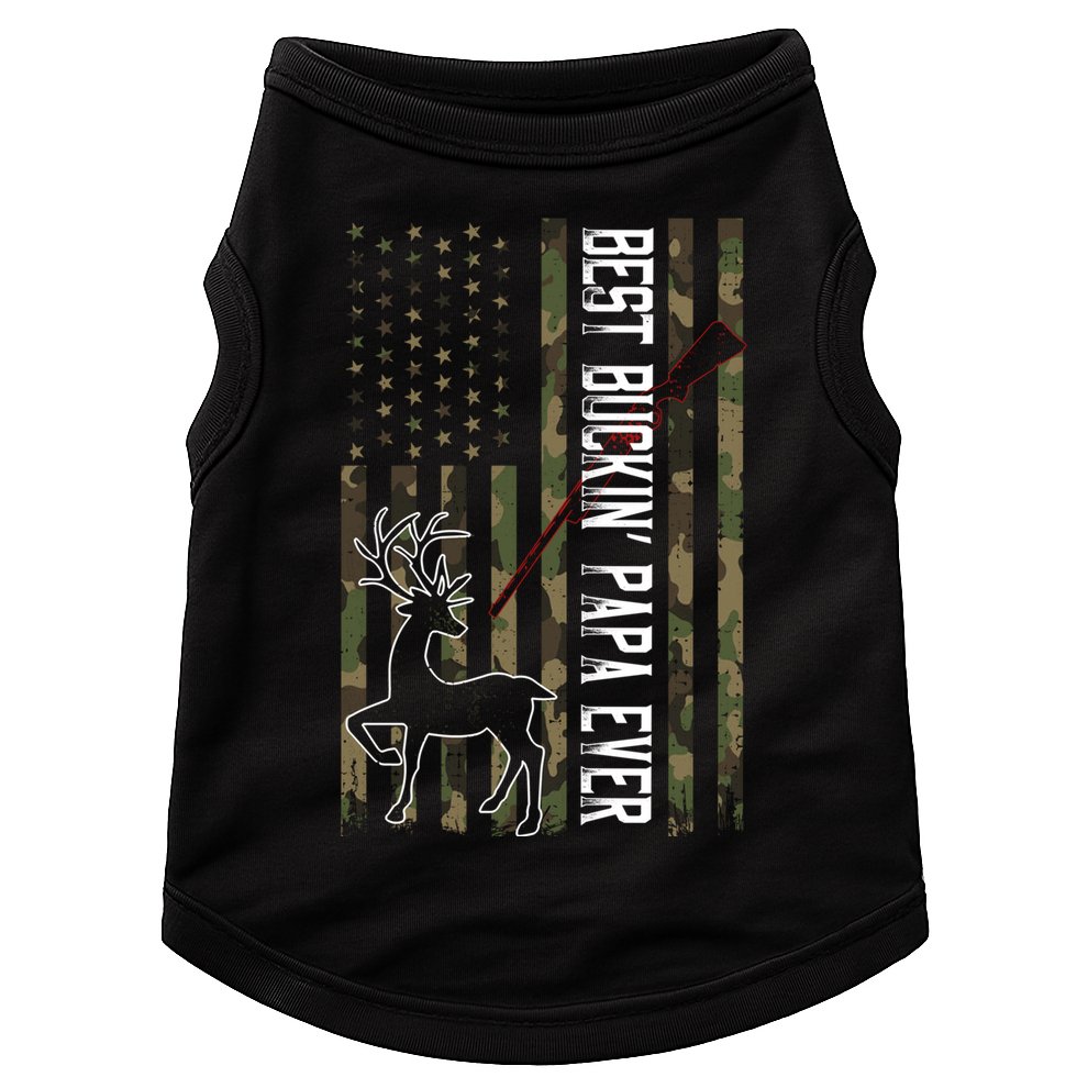 Best Buckin Papa Ever Gift Camo Deer Hunting Bucking Gift Doggie Tank