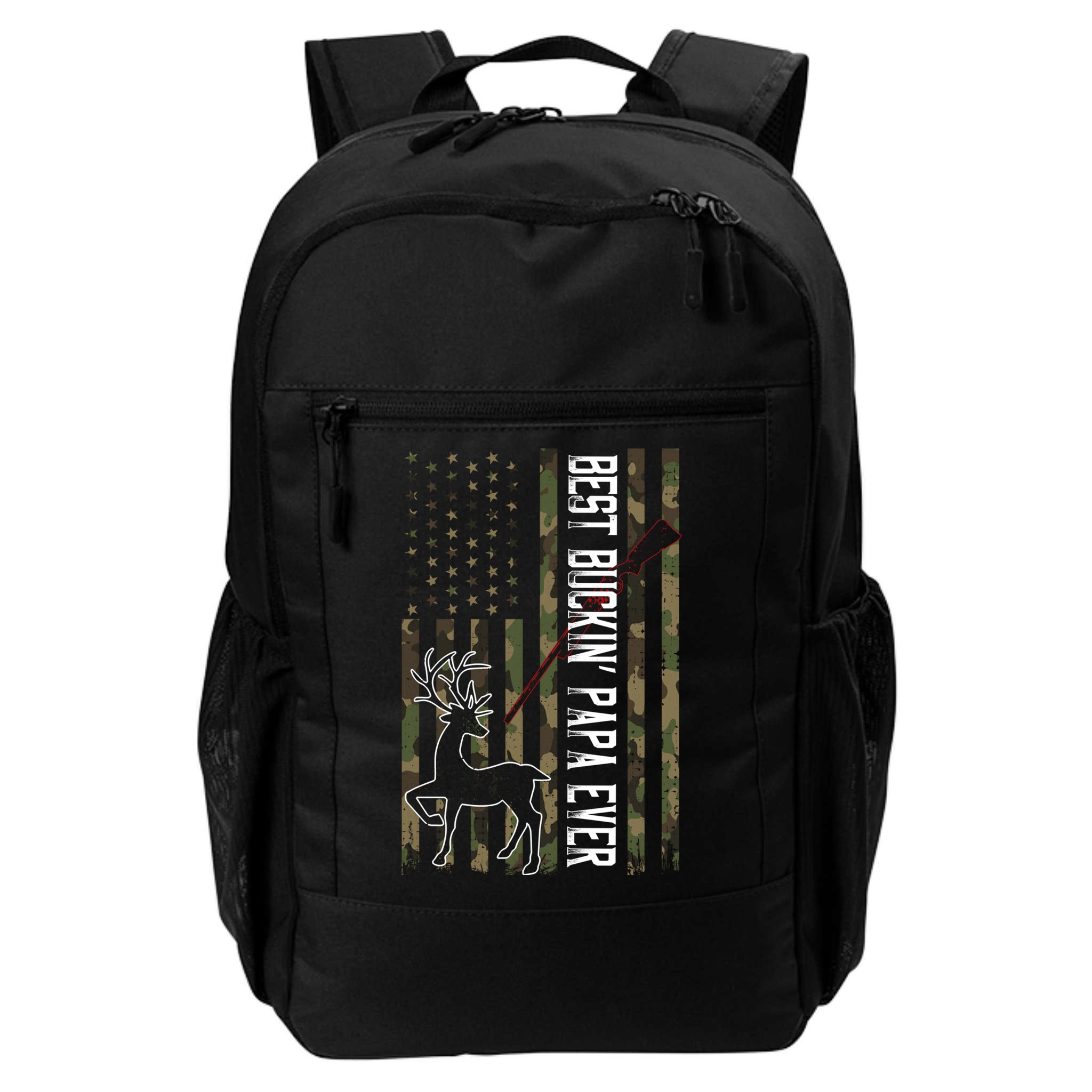 Best Buckin Papa Ever Gift Camo Deer Hunting Bucking Gift Backpack