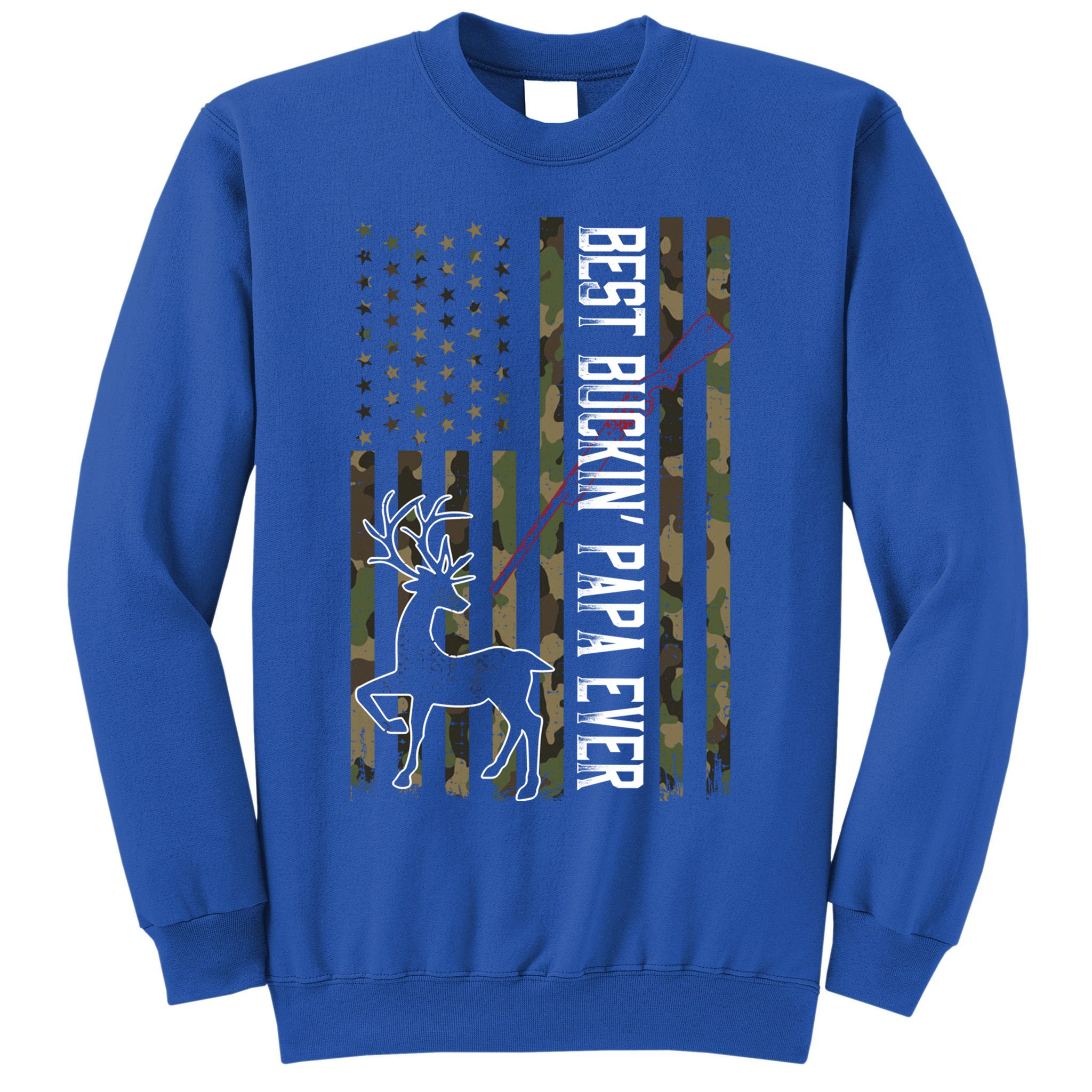 Best Buckin Papa Ever Gift Camo Deer Hunting Bucking Gift Sweatshirt