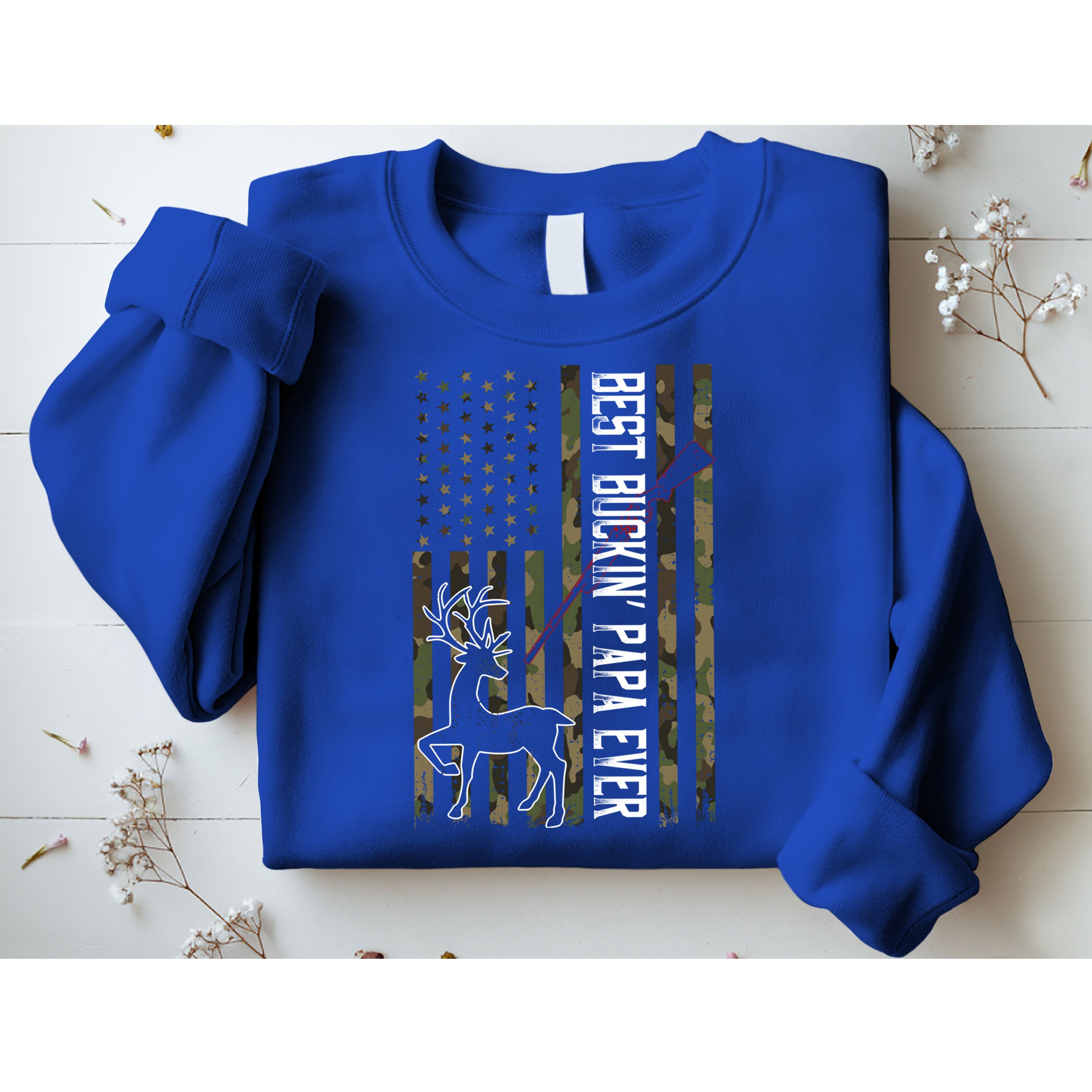 Best Buckin Papa Ever Gift Camo Deer Hunting Bucking Gift Sweatshirt