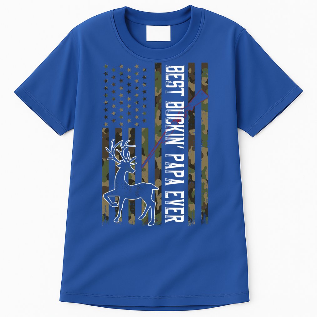Best Buckin Papa Ever Gift Camo Deer Hunting Bucking Gift Tall T-Shirt