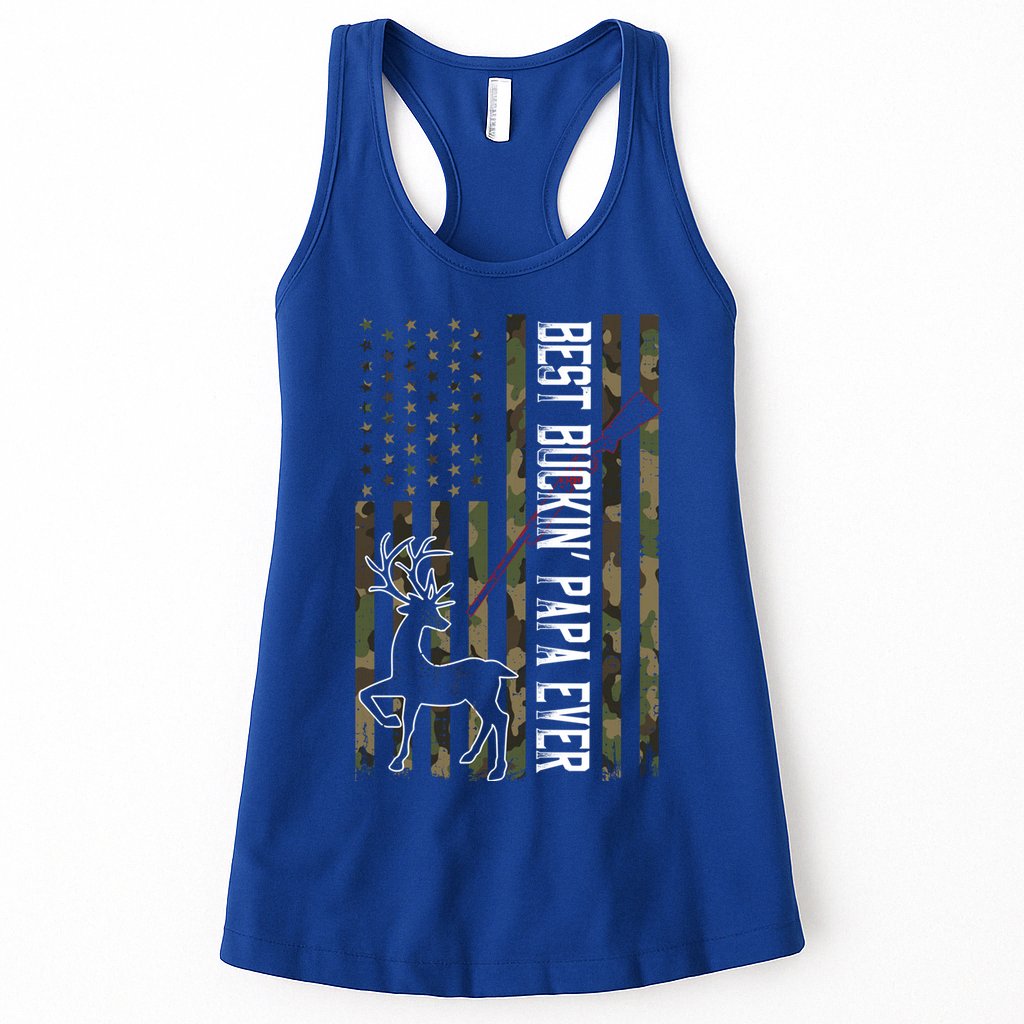 Best Buckin Papa Ever Gift Camo Deer Hunting Bucking Gift Womens Tank Top