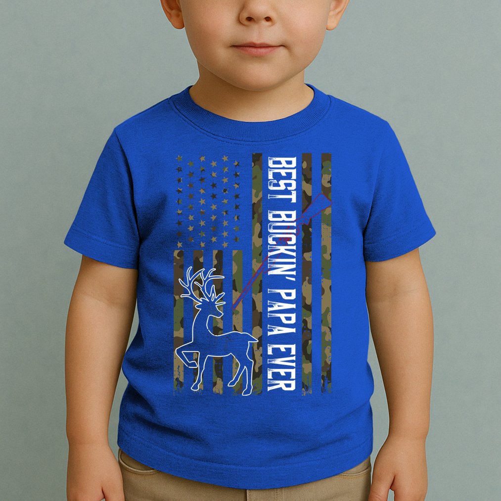 Best Buckin Papa Ever Gift Camo Deer Hunting Bucking Gift Toddler T-Shirt