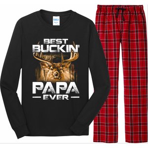 Best Buckin Papa Ever Gift Deer Hunting Bucking Father Gift Long Sleeve Pajama Set