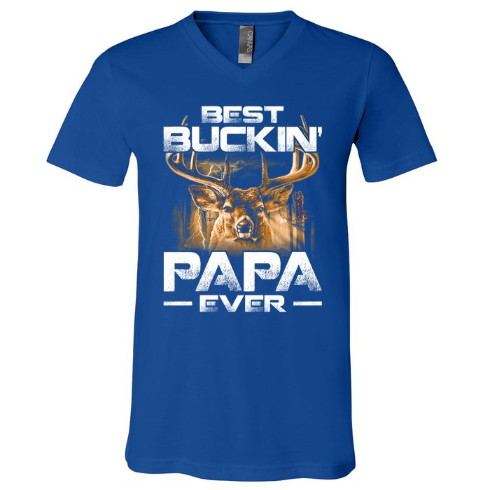 Best Buckin Papa Ever Gift Deer Hunting Bucking Father Gift V-Neck T-Shirt