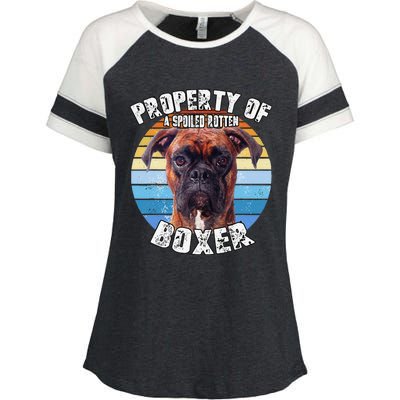 Boxer Brindle Property Of Cute Dog Enza Ladies Jersey Colorblock Tee