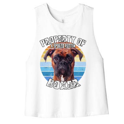 Boxer Brindle Property Of Cute Dog Women's Racerback Cropped Tank